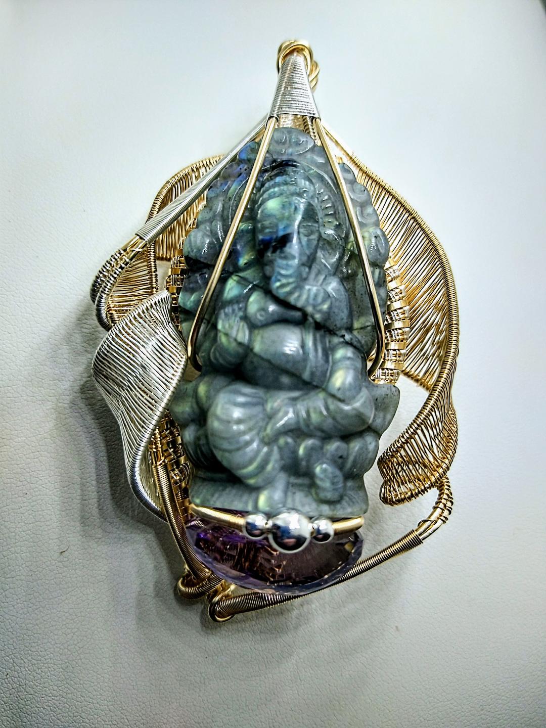 Labordorite Amethyst Amulet