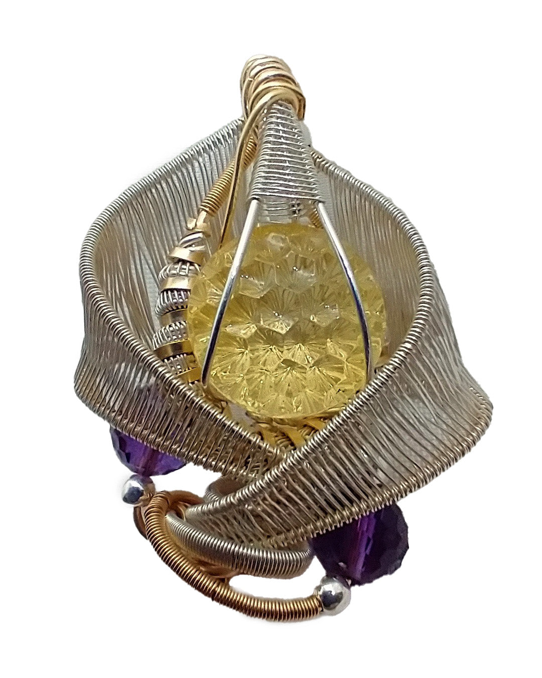 Facteted Honeycomb Citrine Amulet